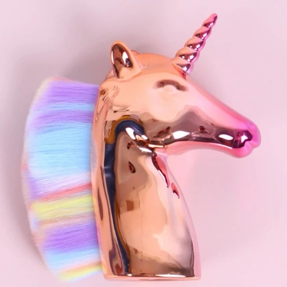 Metallic Rainbow Ombré UNICORN 🦄 Brush Statue Decor Makeup Vanity Kawaii - Picture 1 of 2